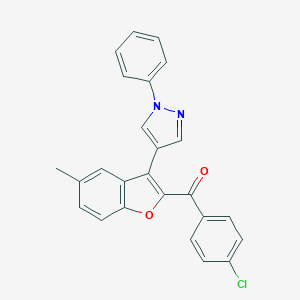 molecular formula C25H17ClN2O2 B344175 (4-chlorophenyl)[5-methyl-3-(1-phenyl-1H-pyrazol-4-yl)-1-benzofuran-2-yl]methanone 