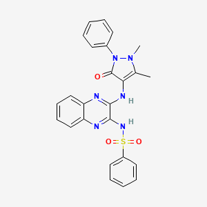 molecular formula C25H22N6O3S B3441765 N-{3-[(1,5-dimethyl-3-oxo-2-phenyl-2,3-dihydro-1H-pyrazol-4-yl)amino]-2-quinoxalinyl}benzenesulfonamide 
