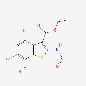molecular formula C13H11Br2NO4S B3441779 ethyl 2-(acetylamino)-4,6-dibromo-7-hydroxy-1-benzothiophene-3-carboxylate 