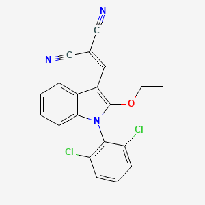 molecular formula C20H13Cl2N3O B3441801 {[1-(2,6-dichlorophenyl)-2-ethoxy-1H-indol-3-yl]methylene}malononitrile 