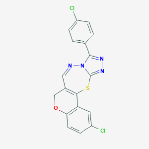 molecular formula C18H10Cl2N4OS B344183 2-chloro-10-(4-chlorophenyl)-6H-chromeno[3,4-f][1,2,4]triazolo[3,4-b][1,3,4]thiadiazepine 