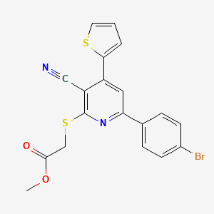 molecular formula C19H13BrN2O2S2 B3441836 methyl {[6-(4-bromophenyl)-3-cyano-4-(2-thienyl)-2-pyridinyl]thio}acetate 