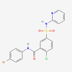 molecular formula C18H13BrClN3O3S B3441878 N-(4-bromophenyl)-2-chloro-5-[(2-pyridinylamino)sulfonyl]benzamide 