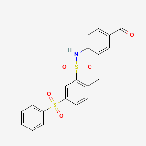 molecular formula C21H19NO5S2 B3441893 N-(4-acetylphenyl)-2-methyl-5-(phenylsulfonyl)benzenesulfonamide 