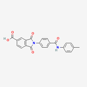 molecular formula C23H16N2O5 B3441942 2-(4-{[(4-methylphenyl)amino]carbonyl}phenyl)-1,3-dioxo-5-isoindolinecarboxylic acid 