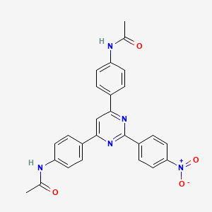 molecular formula C26H21N5O4 B3441952 N,N'-{[2-(4-nitrophenyl)-4,6-pyrimidinediyl]di-4,1-phenylene}diacetamide 