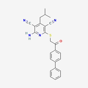 molecular formula C25H22N4OS B3441973 2-amino-6-{[2-(4-biphenylyl)-2-oxoethyl]thio}-4-isobutyl-3,5-pyridinedicarbonitrile 