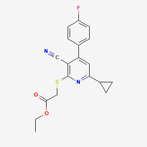 molecular formula C19H17FN2O2S B3441991 ethyl {[3-cyano-6-cyclopropyl-4-(4-fluorophenyl)-2-pyridinyl]thio}acetate 