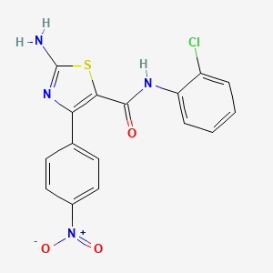 molecular formula C16H11ClN4O3S B3441996 2-amino-N-(2-chlorophenyl)-4-(4-nitrophenyl)-1,3-thiazole-5-carboxamide 