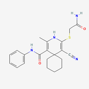 molecular formula C21H24N4O2S B3442090 4-[(2-amino-2-oxoethyl)thio]-5-cyano-2-methyl-N-phenyl-3-azaspiro[5.5]undeca-1,4-diene-1-carboxamide 
