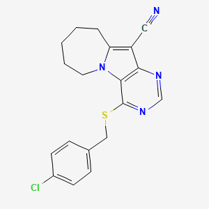 molecular formula C19H17ClN4S B3442107 4-[(4-chlorobenzyl)thio]-7,8,9,10-tetrahydro-6H-pyrimido[4',5':4,5]pyrrolo[1,2-a]azepine-11-carbonitrile 