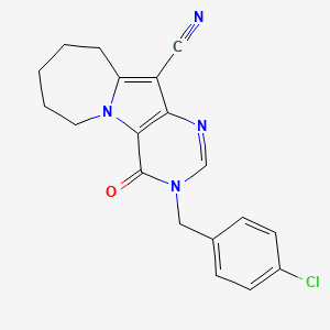 molecular formula C19H17ClN4O B3442113 3-(4-chlorobenzyl)-4-oxo-4,6,7,8,9,10-hexahydro-3H-pyrimido[4',5':4,5]pyrrolo[1,2-a]azepine-11-carbonitrile 