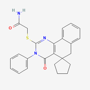 molecular formula C24H23N3O2S B3442130 2-[(4-oxo-3-phenyl-4,6-dihydro-3H-spiro[benzo[h]quinazoline-5,1'-cyclopentan]-2-yl)thio]acetamide 