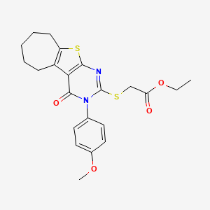 molecular formula C22H24N2O4S2 B3442136 ethyl {[3-(4-methoxyphenyl)-4-oxo-3,5,6,7,8,9-hexahydro-4H-cyclohepta[4,5]thieno[2,3-d]pyrimidin-2-yl]thio}acetate 