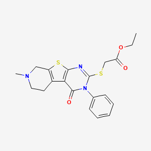 molecular formula C20H21N3O3S2 B3442144 ethyl [(7-methyl-4-oxo-3-phenyl-3,4,5,6,7,8-hexahydropyrido[4',3':4,5]thieno[2,3-d]pyrimidin-2-yl)thio]acetate 