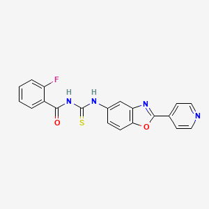 2-fluoro-N-({[2-(4-pyridinyl)-1,3-benzoxazol-5-yl]amino}carbonothioyl)benzamide