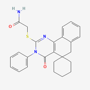 molecular formula C25H25N3O2S B3442185 2-[(4-oxo-3-phenyl-4,6-dihydro-3H-spiro[benzo[h]quinazoline-5,1'-cyclohexan]-2-yl)thio]acetamide 