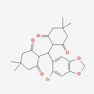 molecular formula C24H27BrO6 B3442343 2,2'-[(6-bromo-1,3-benzodioxol-5-yl)methylene]bis(5,5-dimethyl-1,3-cyclohexanedione) 