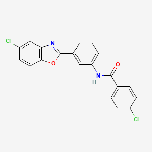 molecular formula C20H12Cl2N2O2 B3442388 4-chloro-N-[3-(5-chloro-1,3-benzoxazol-2-yl)phenyl]benzamide 