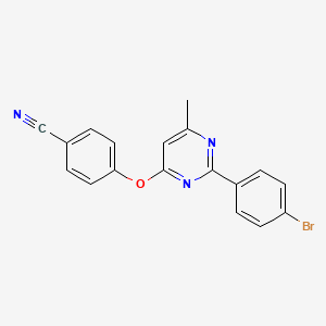molecular formula C18H12BrN3O B3442415 4-{[2-(4-bromophenyl)-6-methyl-4-pyrimidinyl]oxy}benzonitrile 