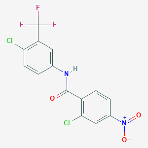 molecular formula C14H7Cl2F3N2O3 B3442425 2-chloro-N-[4-chloro-3-(trifluoromethyl)phenyl]-4-nitrobenzamide 