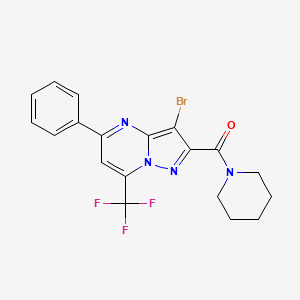 molecular formula C19H16BrF3N4O B3442431 3-bromo-5-phenyl-2-(1-piperidinylcarbonyl)-7-(trifluoromethyl)pyrazolo[1,5-a]pyrimidine 