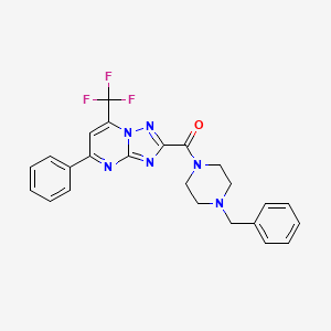 molecular formula C24H21F3N6O B3442439 2-[(4-benzyl-1-piperazinyl)carbonyl]-5-phenyl-7-(trifluoromethyl)[1,2,4]triazolo[1,5-a]pyrimidine 
