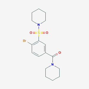 molecular formula C17H23BrN2O3S B3442448 1-{[2-bromo-5-(1-piperidinylcarbonyl)phenyl]sulfonyl}piperidine 