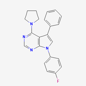 molecular formula C22H19FN4 B3442498 7-(4-fluorophenyl)-5-phenyl-4-(1-pyrrolidinyl)-7H-pyrrolo[2,3-d]pyrimidine 
