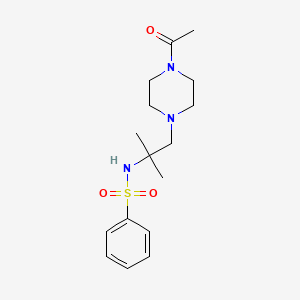 molecular formula C16H25N3O3S B3442576 N-[2-(4-acetyl-1-piperazinyl)-1,1-dimethylethyl]benzenesulfonamide 