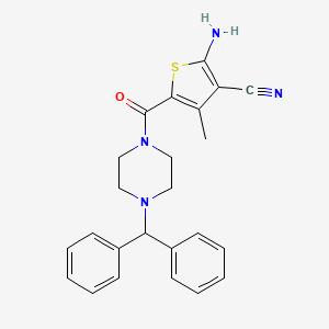molecular formula C24H24N4OS B3442687 2-amino-5-{[4-(diphenylmethyl)-1-piperazinyl]carbonyl}-4-methyl-3-thiophenecarbonitrile 