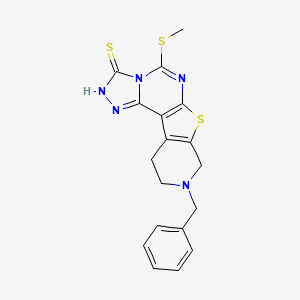 molecular formula C18H17N5S3 B3442715 9-benzyl-5-(methylthio)-8,9,10,11-tetrahydropyrido[4',3':4,5]thieno[3,2-e][1,2,4]triazolo[4,3-c]pyrimidine-3(2H)-thione 