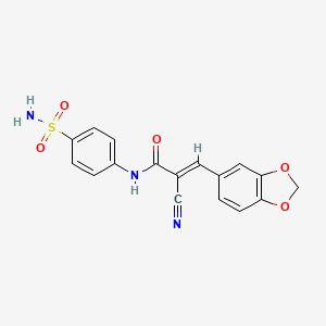 molecular formula C17H13N3O5S B3442845 N-[4-(aminosulfonyl)phenyl]-3-(1,3-benzodioxol-5-yl)-2-cyanoacrylamide 