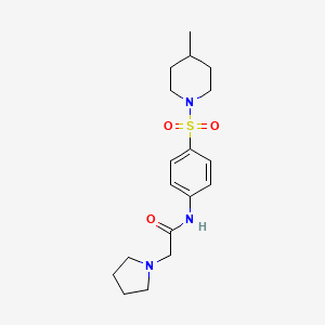 molecular formula C18H27N3O3S B3442911 N-{4-[(4-methyl-1-piperidinyl)sulfonyl]phenyl}-2-(1-pyrrolidinyl)acetamide 