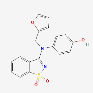 molecular formula C18H14N2O4S B3442943 4-[(1,1-dioxido-1,2-benzisothiazol-3-yl)(2-furylmethyl)amino]phenol 