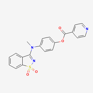molecular formula C20H15N3O4S B3442945 4-[(1,1-dioxido-1,2-benzisothiazol-3-yl)(methyl)amino]phenyl isonicotinate 