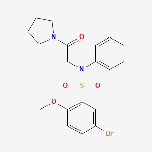 molecular formula C19H21BrN2O4S B3442948 5-bromo-2-methoxy-N-[2-oxo-2-(1-pyrrolidinyl)ethyl]-N-phenylbenzenesulfonamide 