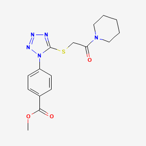 molecular formula C16H19N5O3S B3442988 methyl 4-(5-{[2-oxo-2-(1-piperidinyl)ethyl]thio}-1H-tetrazol-1-yl)benzoate 