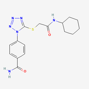 molecular formula C16H20N6O2S B3442990 4-(5-{[2-(cyclohexylamino)-2-oxoethyl]thio}-1H-tetrazol-1-yl)benzamide 