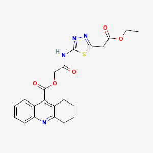 molecular formula C22H22N4O5S B3443001 2-{[5-(2-ethoxy-2-oxoethyl)-1,3,4-thiadiazol-2-yl]amino}-2-oxoethyl 1,2,3,4-tetrahydro-9-acridinecarboxylate 