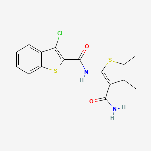molecular formula C16H13ClN2O2S2 B3443005 N-[3-(aminocarbonyl)-4,5-dimethyl-2-thienyl]-3-chloro-1-benzothiophene-2-carboxamide 
