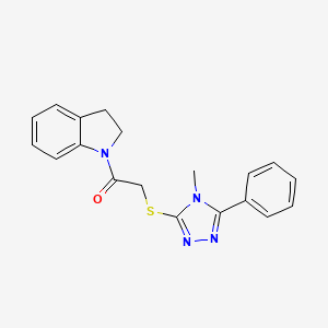 molecular formula C19H18N4OS B3443053 1-{[(4-methyl-5-phenyl-4H-1,2,4-triazol-3-yl)thio]acetyl}indoline 