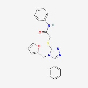 molecular formula C21H18N4O2S B3443060 2-{[4-(2-furylmethyl)-5-phenyl-4H-1,2,4-triazol-3-yl]thio}-N-phenylacetamide 