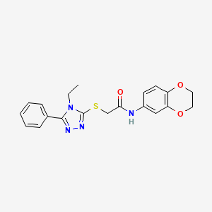 molecular formula C20H20N4O3S B3443066 N-(2,3-dihydro-1,4-benzodioxin-6-yl)-2-[(4-ethyl-5-phenyl-4H-1,2,4-triazol-3-yl)thio]acetamide 