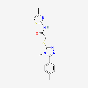 molecular formula C16H17N5OS2 B3443090 2-{[4-methyl-5-(4-methylphenyl)-4H-1,2,4-triazol-3-yl]thio}-N-(4-methyl-1,3-thiazol-2-yl)acetamide 
