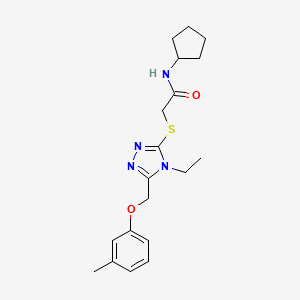 molecular formula C19H26N4O2S B3443103 N-cyclopentyl-2-({4-ethyl-5-[(3-methylphenoxy)methyl]-4H-1,2,4-triazol-3-yl}thio)acetamide 