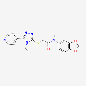 molecular formula C18H17N5O3S B3443131 N-1,3-benzodioxol-5-yl-2-{[4-ethyl-5-(4-pyridinyl)-4H-1,2,4-triazol-3-yl]thio}acetamide CAS No. 557063-69-1