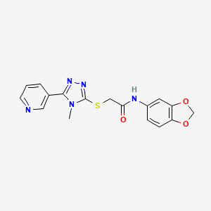 molecular formula C17H15N5O3S B3443143 N-1,3-benzodioxol-5-yl-2-{[4-methyl-5-(3-pyridinyl)-4H-1,2,4-triazol-3-yl]thio}acetamide 