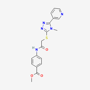 molecular formula C18H17N5O3S B3443150 methyl 4-[({[4-methyl-5-(3-pyridinyl)-4H-1,2,4-triazol-3-yl]thio}acetyl)amino]benzoate 