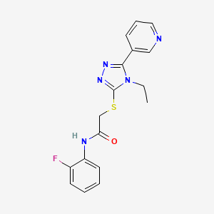 molecular formula C17H16FN5OS B3443159 2-{[4-ethyl-5-(3-pyridinyl)-4H-1,2,4-triazol-3-yl]thio}-N-(2-fluorophenyl)acetamide CAS No. 557065-87-9